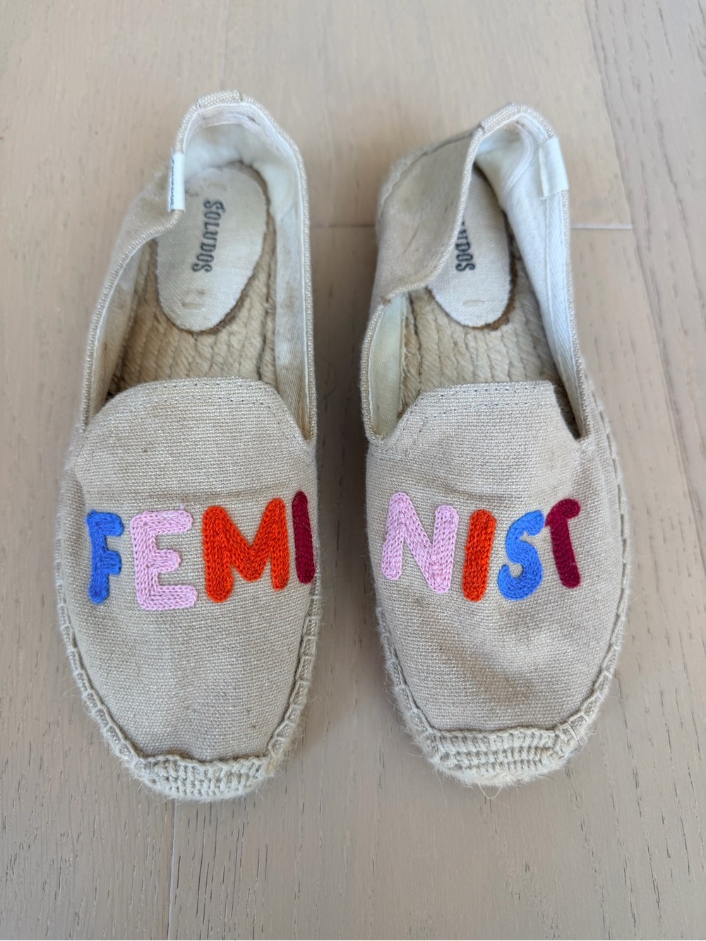 SOLUDOS Canvas 'FEMINIST' Espadrille Slip-On - Beige US 7